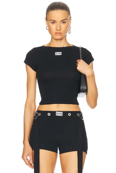 Jean Paul Gaultier Cropped Baby Tee In Black