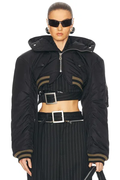 Jean Paul Gaultier Cropped Bomber Jacket In Black