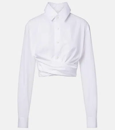Jean Paul Gaultier Cropped Cotton Poplin Shirt In White