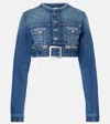 Jean Paul Gaultier Short Belted Denim Jacket In Blue