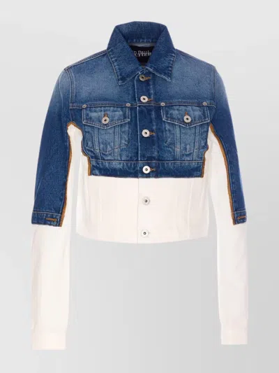 Jean Paul Gaultier Cropped Denim Jacket Contrast Design