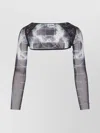 Jean Paul Gaultier Cropped Graphic Print Mesh Top