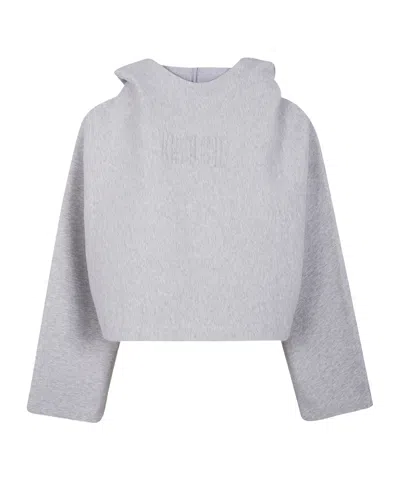 Jean Paul Gaultier Cropped Hoodie In Gray