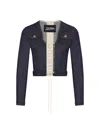 Jean Paul Gaultier Lace-up Cropped Denim Jacket In Blue