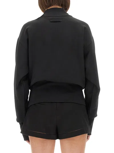 Jean Paul Gaultier Cropped Organic Cotton Sweatshirt In Black
