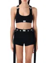 Jean Paul Gaultier Black Cotton Crop Tank Top With Clip For Overalls In Black