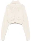 Jean Paul Gaultier Conical-bra Detail Cropped Sweater In 64 - Cream