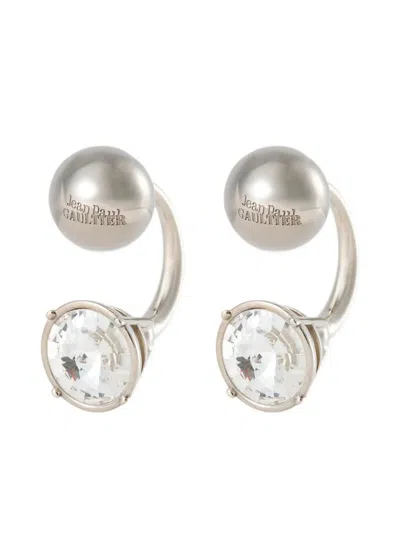 Jean Paul Gaultier Crystal-embellished Earrings In Silver