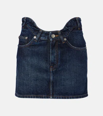 Jean Paul Gaultier Curved Denim Miniskirt In Blue