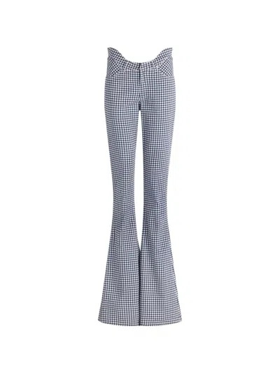 Jean Paul Gaultier Curved Gingham Flared Trousers In Multi