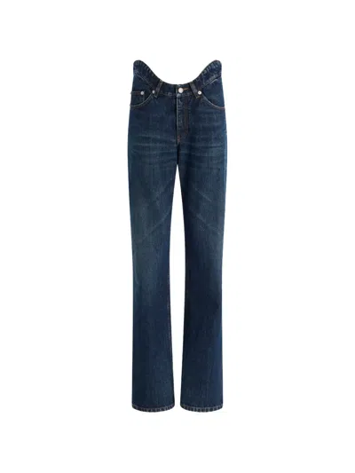 Jean Paul Gaultier Curvy-waistband Straight-leg Jeans In Blue