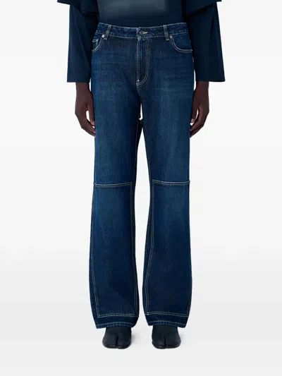 Jean Paul Gaultier Cut-out Cotton Jeans In Blue