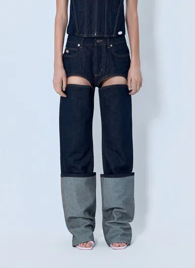 Jean Paul Gaultier Cut-out Mid-rise Straight-leg Cotton Pants In Multi