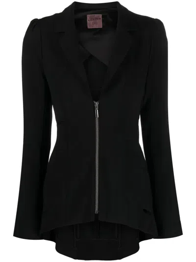 Jean Paul Gaultier Zip-front Cut-out Jacket In Black