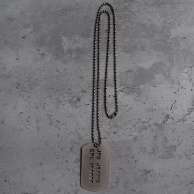 Pre-owned Jean Paul Gaultier Cutout Logo Dog Tag Necklace In Silver