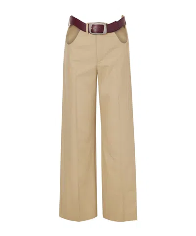 Jean Paul Gaultier Cut-out Mid-rise Straight-leg Cotton Pants In Brown