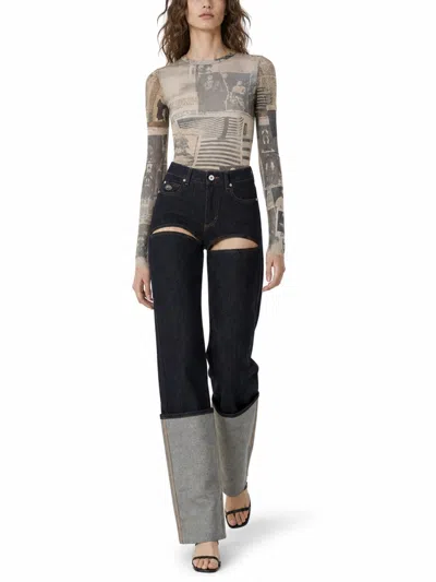 Jean Paul Gaultier Cut-out Mid-rise Straight-leg Cotton Pants In Black