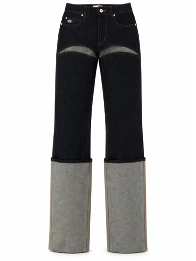 Jean Paul Gaultier Cut-out Mid-rise Straight-leg Cotton Pants In Multi