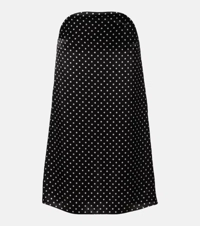 Jean Paul Gaultier Polka Dot Asymmetric-waist Midi Silk Skirt In Black