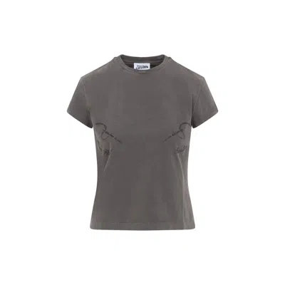 Jean Paul Gaultier Dark Grey Needless Cotton T-shirt In Green