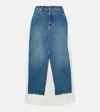 Jean Paul Gaultier Denim And Cotton Maxi Skirt In Blue