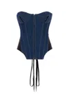 Jean Paul Gaultier Women Denim Bustier In Indigoblack