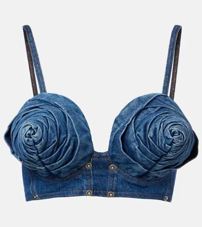 Jean Paul Gaultier Gathered Top With Strap Design And Structured Cups In Blue