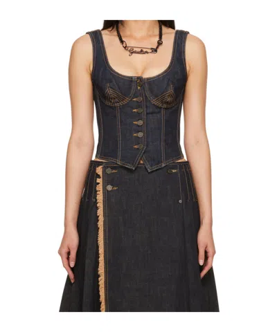 Jean Paul Gaultier Blue The Jean Corset Denim Top