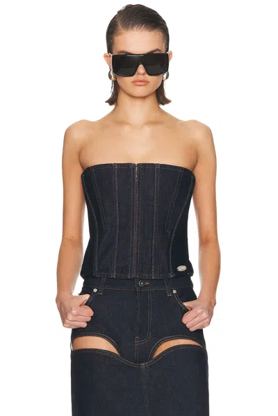 Jean Paul Gaultier Denim Corset Top In Blue