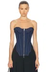 Jean Paul Gaultier Women Denim Bustier In Indigo & Black