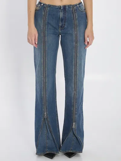 Jean Paul Gaultier Denim Front Zipped Trousers In Blue