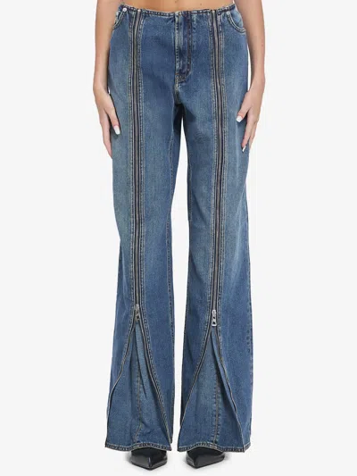 Jean Paul Gaultier Zipped Trousers Featuring Flared Legs In Blue