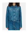 Jean Paul Gaultier Blue Spiral Denim Jacket In Blue