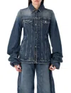 Jean Paul Gaultier Balloon-sleeve Denim Jacket In Blue