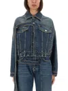 Jean Paul Gaultier Waistband Jacket With Pockets And Collar In Blue