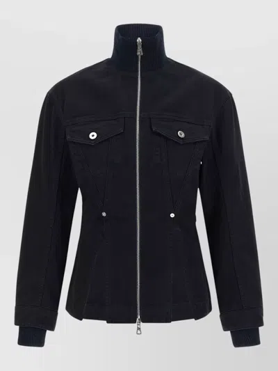 Jean Paul Gaultier Denim Jacket High Collar Buttoned Cuffs In Black
