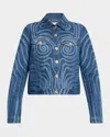 Jean Paul Gaultier Blue Spiral Denim Jacket In Indigo