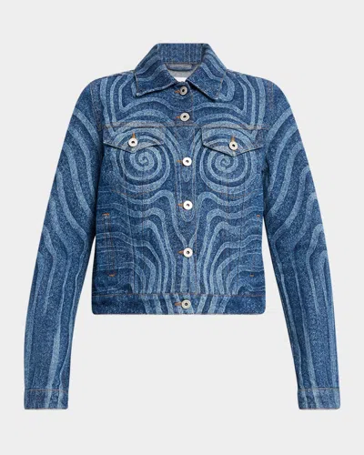 Jean Paul Gaultier Denim Jacket Printed Spiral In Blue