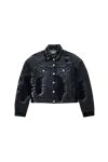 Jean Paul Gaultier Denim Jacket With Black Flock Detailing