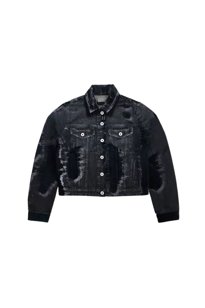 Jean Paul Gaultier Denim Jacket With Black Flock Detailing