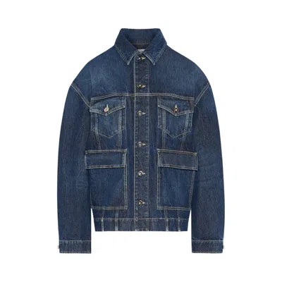 Pre-owned Jean Paul Gaultier Denim Jacket With Cut On Sleeves And Workwear Details 'blue' | Men's Size L