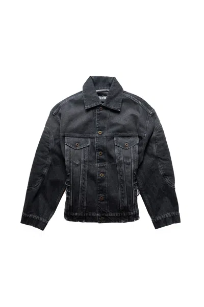 Jean Paul Gaultier Denim Jacket With Lacing And Elbow Detail In Black