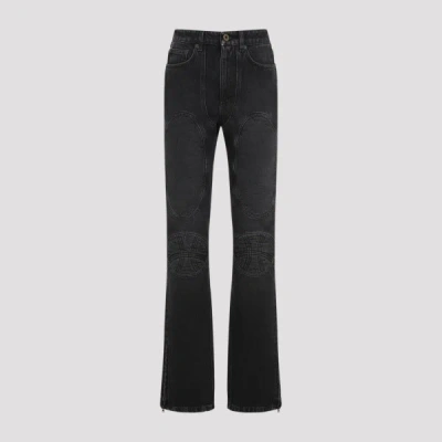 Jean Paul Gaultier Denim Jeans With Lacing And Knee Bonding Detail 26 In Black