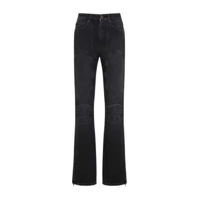 Jean Paul Gaultier Denim Jeans With Lacing And Knee Bonding Detail In Black