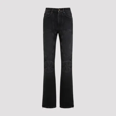 JEAN PAUL GAULTIER DENIM JEANS WITH LACING AND KNEE BONDING DETAIL