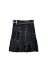 Jean Paul Gaultier Denim Kilt With Black Flock Detail
