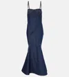 Jean Paul Gaultier Denim Mermaid Dress In Indigo In Blue
