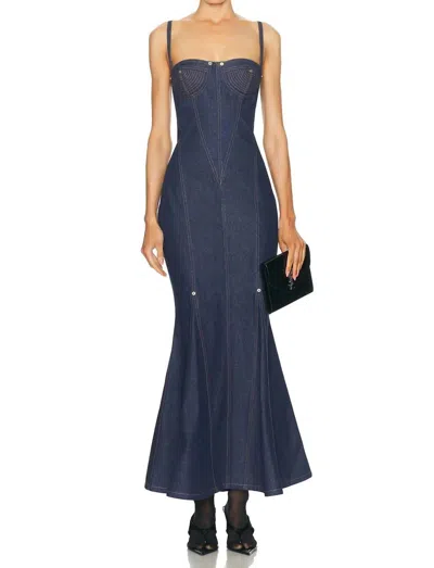 Jean Paul Gaultier Denim Mermaid Dress In Indigo