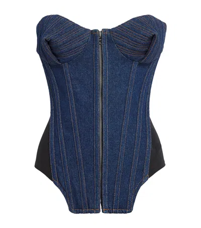 Jean Paul Gaultier Corpetto In Denim  Donna In Black