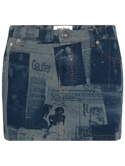Jean Paul Gaultier Denim Mini Skirt In Blue